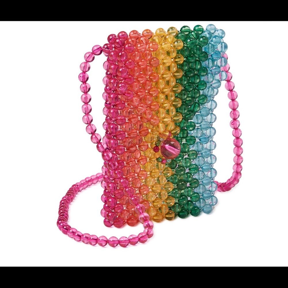 Beaded Pouch Bright Stripe